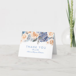 Blauwe Hortensia en Perzikrozen Boeket Bedankt