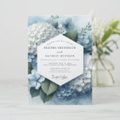 Blauwe Hortensia Ethische Bruiloft Kaart (Staand voorkant)