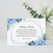 blauwe hortensia eucalyptus trouwgegevens kaart (Staand voorkant)
