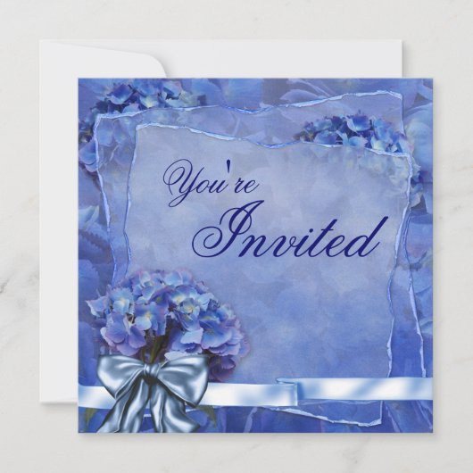Blauwe Hortensia Feest Kaart (Voorkant)