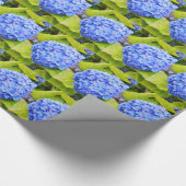 Blauwe hortensia floraal cadeaupapier (Hoek)