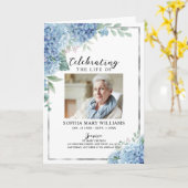 Blauwe Hortensia Foto Herdenkings- Funeral Program Kaart (Gele Bloem)