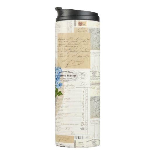  Blauwe Hortensia Franse Ephemera Thermal Thermosbeker (Geroteerd rechts)