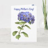 Blauwe Hortensia Gepersonaliseerde Moederdag Kaart (Voorkant)