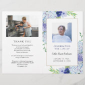 Blauwe Hortensia Gevouwen Uitvaartprogramma Sjablo Flyer (Voorkant)