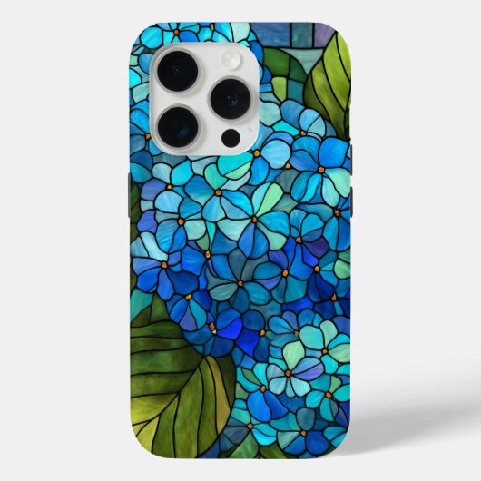 Blauwe Hortensia Glas-in-Lood Ontwerp Case-Mate iPhone Case (Achterkant)