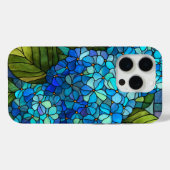 Blauwe Hortensia Glas-in-Lood Ontwerp Case-Mate iPhone Case (Achterkant (horizontaal))