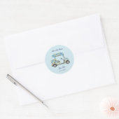 Blauwe Hortensia Golfkar Bloemige Trouwstickers Ronde Sticker (Envelop)