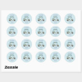 Blauwe Hortensia Golfkar Bloemige Trouwstickers Ronde Sticker (Vel)