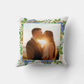 Blauwe Hortensia Goud 65e Verjaardag Fotocollage Kussen (Achterkant)