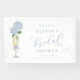 Blauwe Hortensia & Gouden Champagne Welkom Spandoek