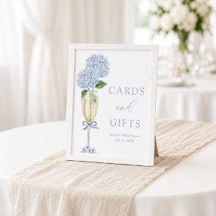 Blauwe Hortensia, Gouden Glas Kaarten en Cadeaus Poster