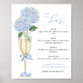 Blauwe hortensia, gouden glazen bar Menu Poster (Voorkant)