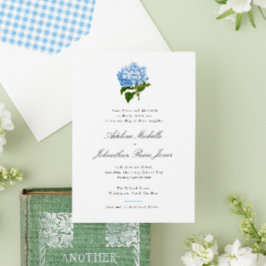 Blauwe Hortensia Grandmillennial Bruiloft Kaart