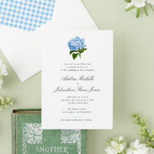Blauwe Hortensia Grandmillennial Bruiloft Kaart