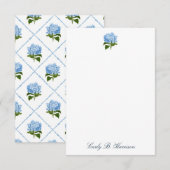 Blauwe hortensia grandmillennial gepersonaliseerd kaart (Voorkant / Achterkant)