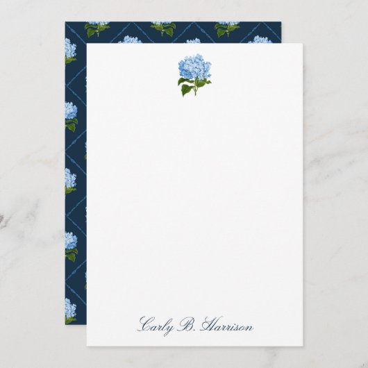 Blauwe hortensia Grandmillennial gepersonaliseerde Kaart (Voorkant / Achterkant)