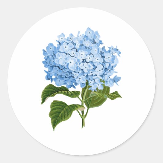 Blauwe hortensia grandmillennial ronde sticker (Voorkant)