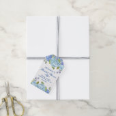Blauwe Hortensia  Groene Bruiloftsdouche Bedankt Cadeaulabel (Met Touw)