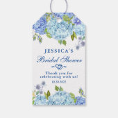Blauwe Hortensia  Groene Bruiloftsdouche Bedankt Cadeaulabel (Achterkant)