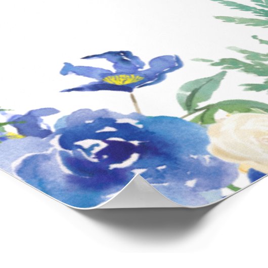 Blauwe Hortensia  Groene Chic Trouw Welkom Poster (Hoek)