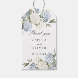 Blauwe Hortensia Groene Huwelijks Dankjewel Cadeaulabel