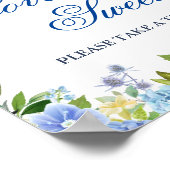 Blauwe Hortensia Groene Huwelijks Dessert Bar Poster (Hoek)