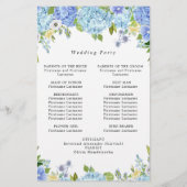 Blauwe Hortensia Groene Huwelijksceremonie Program (Achterkant)