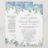 Blauwe Hortensia Groene Huwelijksceremonie Program (Voorkant / Achterkant)