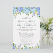 Blauwe Hortensia Groene Huwelijksceremonie Program (Staand voorkant)