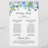 Blauwe Hortensia Groene Huwelijksceremonie Program (Achterkant)