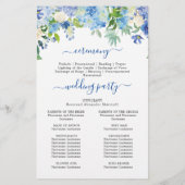 Blauwe Hortensia Groene Huwelijksceremonie Program (Achterkant)