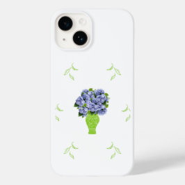 Blauwe Hortensia Groene Vaas Kustpatroon Case-Mate iPhone 14 Hoesje
