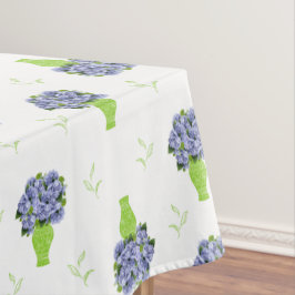 Blauwe Hortensia Groene Vaas Kustpatroon Tafelkleed