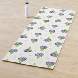Blauwe Hortensia Groene Vaas Kustpatroon Yogamat