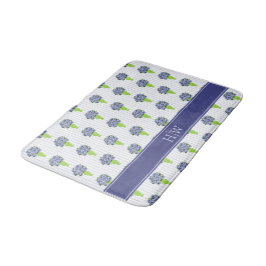 Blauwe Hortensia Groene Vaas Kuststreep Monogram Badmat