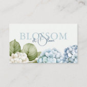 Blauwe Hortensia Handgeschreven Script Bloemstuk  Visitekaartje (Voorkant)