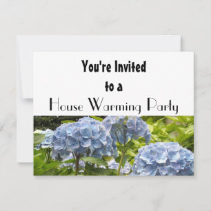 Blauwe Hortensia Huis Verwarming Feest Kaart