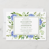 Blauwe Hortensia Huwelijk Kaart (Voorkant)