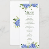 Blauwe Hortensia Huwelijk Menu (Voorkant / Achterkant)