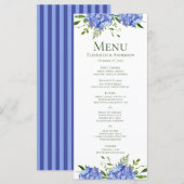 Blauwe Hortensia Huwelijk Menu (Voorkant / Achterkant)