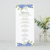 Blauwe Hortensia Huwelijk Menu (Staand voorkant)