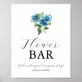 Blauwe Hortensia Huwelijks Bloemen Bar Borden Poster