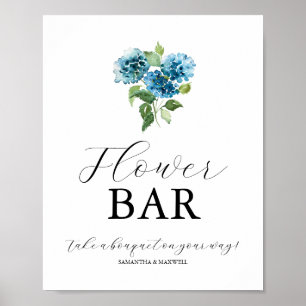 Blauwe Hortensia Huwelijks Bloemen Bar Borden Poster