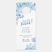 Blauwe Hortensia Huwelijks Welkom Niet Storen Deurhanger (Voorkant)