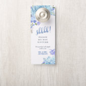 Blauwe Hortensia Huwelijks Welkom Niet Storen Deurhanger (Op knop)