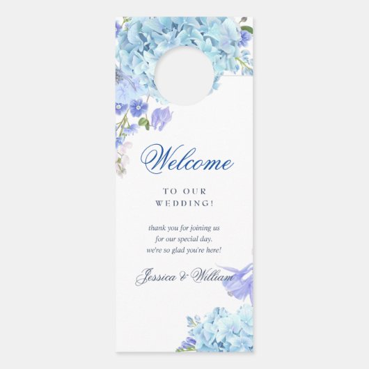 Blauwe Hortensia Huwelijks Welkom Niet Storen Deurhanger (Achterkant)