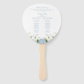Blauwe Hortensia Huwelijksceremonieprogramma Handwaaier (Achterkant)