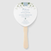 Blauwe Hortensia Huwelijksceremonieprogramma Handwaaier (Voorkant)