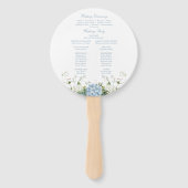 Blauwe Hortensia Huwelijksceremonieprogramma Handwaaier (Achterkant)